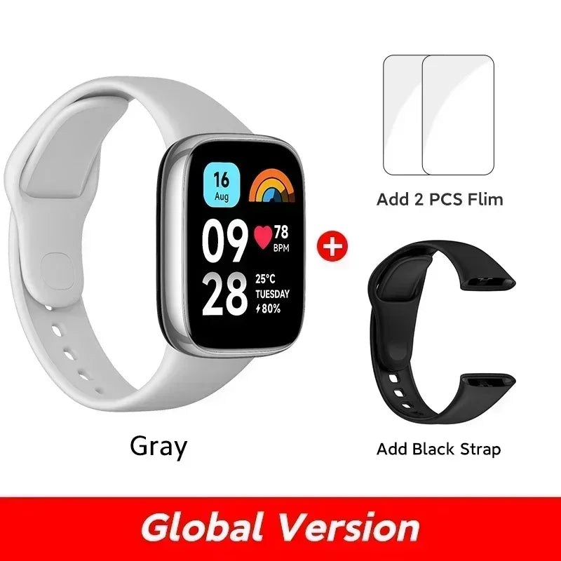 Montre Redmi 3 Xiaomi active écran LCD 1,83'' moniteur d'oxygène sanguin, fréquence cardiaque, Bluetooth, Appel vocal 100+ et Mode sport
