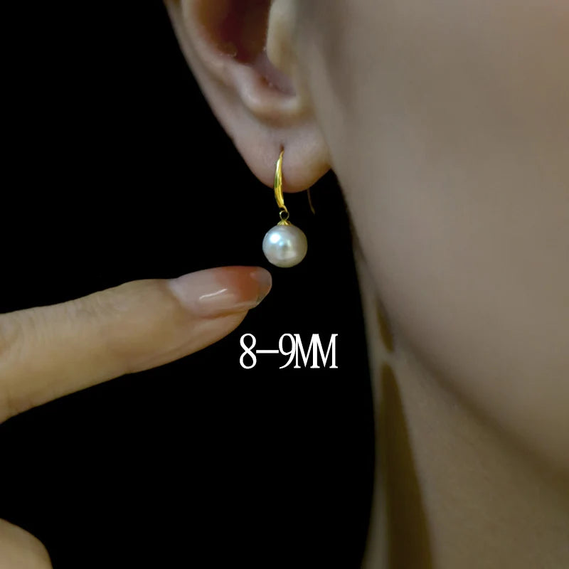 Boucles d'oreilles NYMPH en or 18 carats, bijoux fins, perles d'eau douce naturelles AU750, rondes, pour fête de mariage