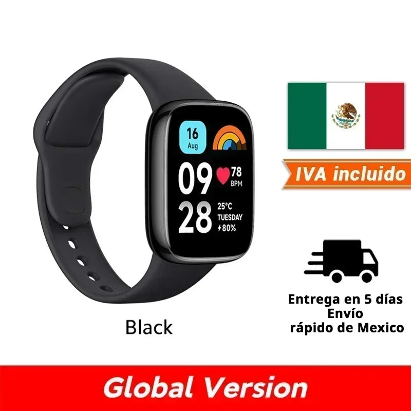 Montre Redmi 3 Xiaomi active écran LCD 1,83'' moniteur d'oxygène sanguin, fréquence cardiaque, Bluetooth, Appel vocal 100+ et Mode sport