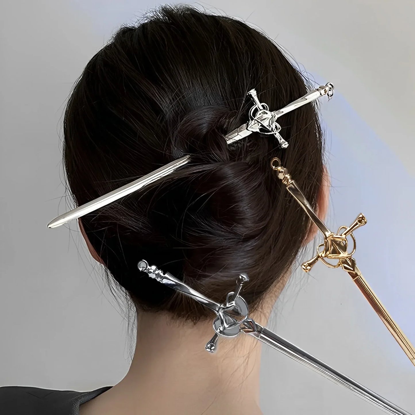 Pinces en mode punk ancienne épée épingle à cheveux pour femmes rétro fille coiffure cheveux plat