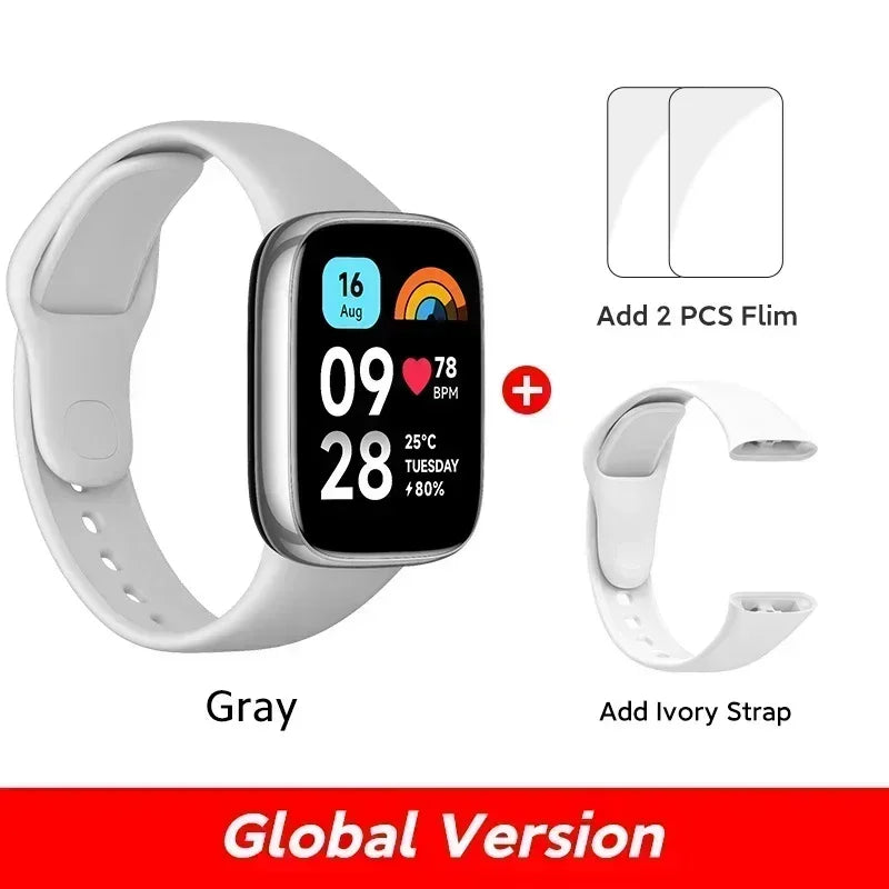 Montre Redmi 3 Xiaomi active écran LCD 1,83'' moniteur d'oxygène sanguin, fréquence cardiaque, Bluetooth, Appel vocal 100+ et Mode sport