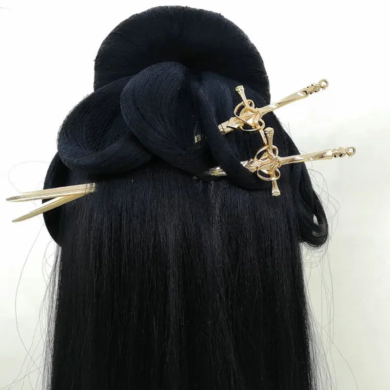 Pinces en mode punk ancienne épée épingle à cheveux pour femmes rétro fille coiffure cheveux plat