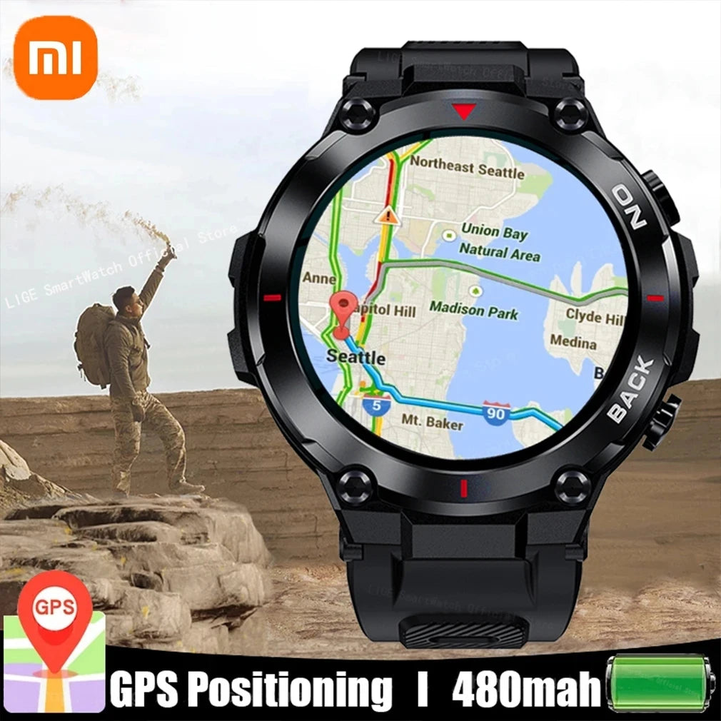 Montre Xiaomi intelligente de positionnement GPS militaire, sport de plein air, fitness, natation; bracelet rappel d'appel et moniteur de fréquence cardiaque