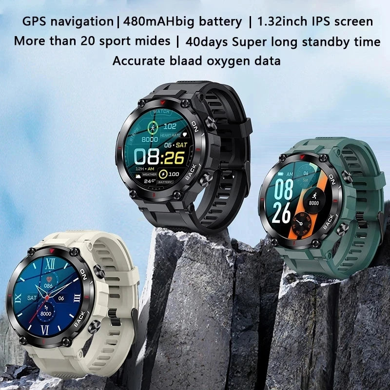 Montre Xiaomi intelligente de positionnement GPS militaire, sport de plein air, fitness, natation; bracelet rappel d'appel et moniteur de fréquence cardiaque