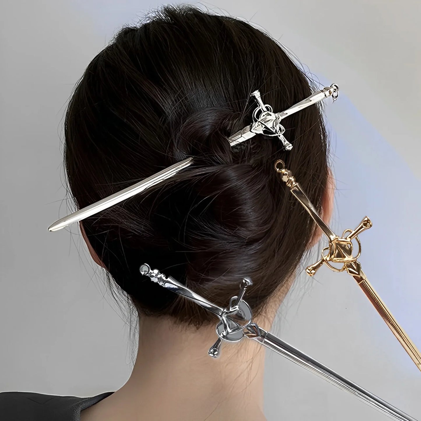 Pinces en mode punk ancienne épée épingle à cheveux pour femmes rétro fille coiffure cheveux plat