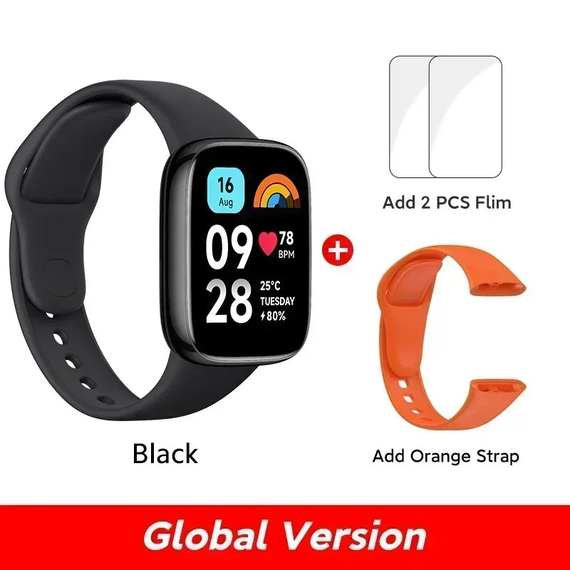 Montre Redmi 3 Xiaomi active écran LCD 1,83'' moniteur d'oxygène sanguin, fréquence cardiaque, Bluetooth, Appel vocal 100+ et Mode sport