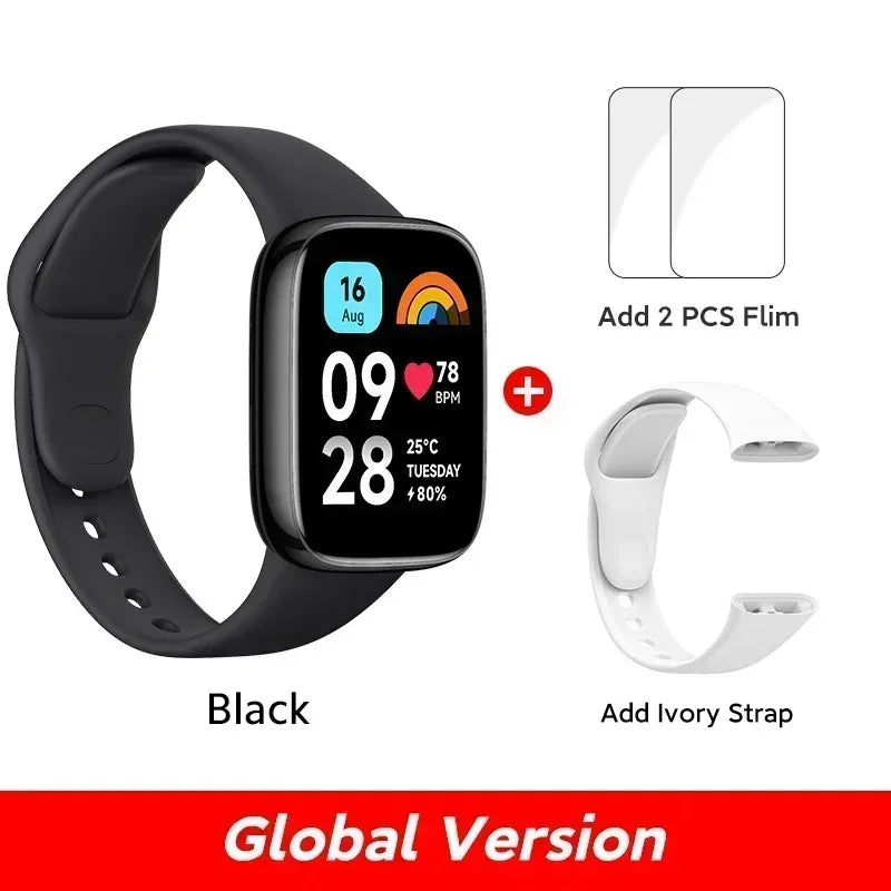 Montre Redmi 3 Xiaomi active écran LCD 1,83'' moniteur d'oxygène sanguin, fréquence cardiaque, Bluetooth, Appel vocal 100+ et Mode sport