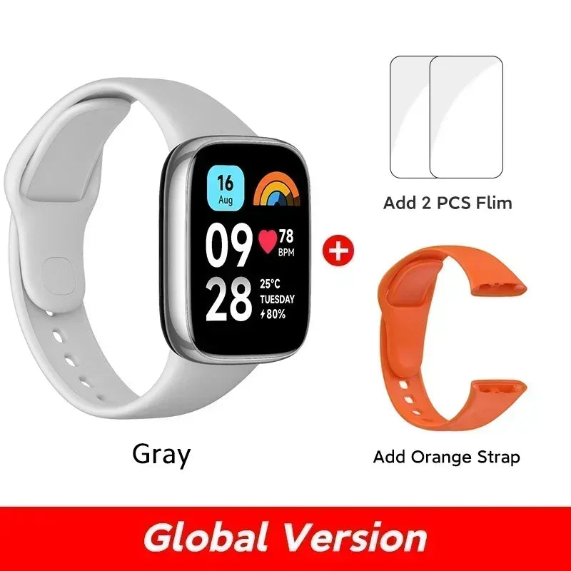 Montre Redmi 3 Xiaomi active écran LCD 1,83'' moniteur d'oxygène sanguin, fréquence cardiaque, Bluetooth, Appel vocal 100+ et Mode sport