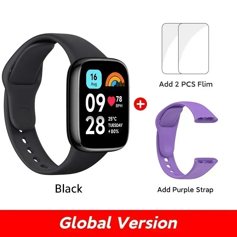 Montre Redmi 3 Xiaomi active écran LCD 1,83'' moniteur d'oxygène sanguin, fréquence cardiaque, Bluetooth, Appel vocal 100+ et Mode sport