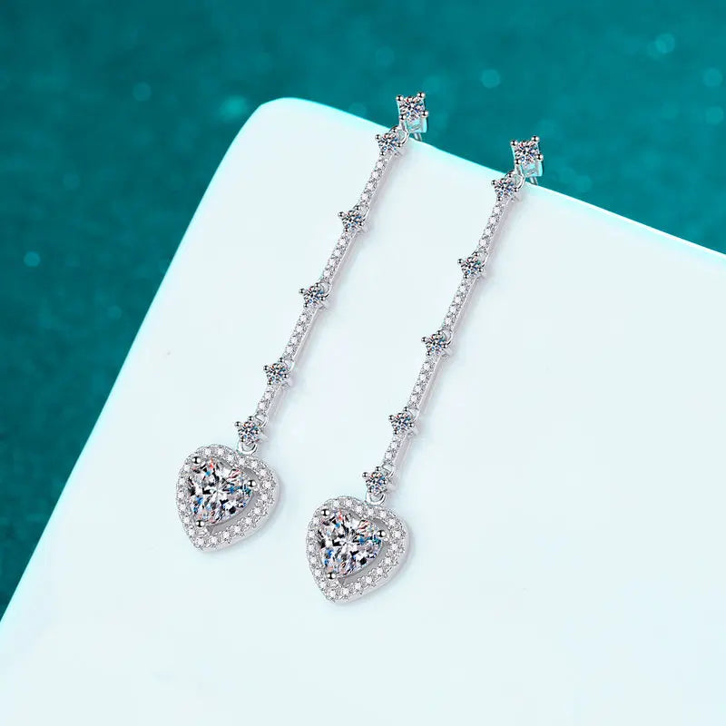 Boucles d'oreilles en or 18 carats pour femmes, long pompon, sac d'amour, douces plaquées platine PT950
