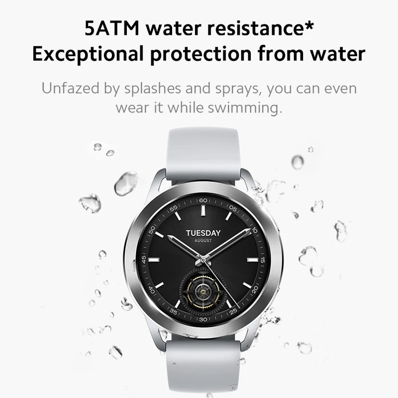 Montre-bracelet Xiaomi Watch S3 Grand écran AMOLED de 1,43" Prend en charge plus de 150 modes sportifs, les appels téléphoniques Bluetooth®