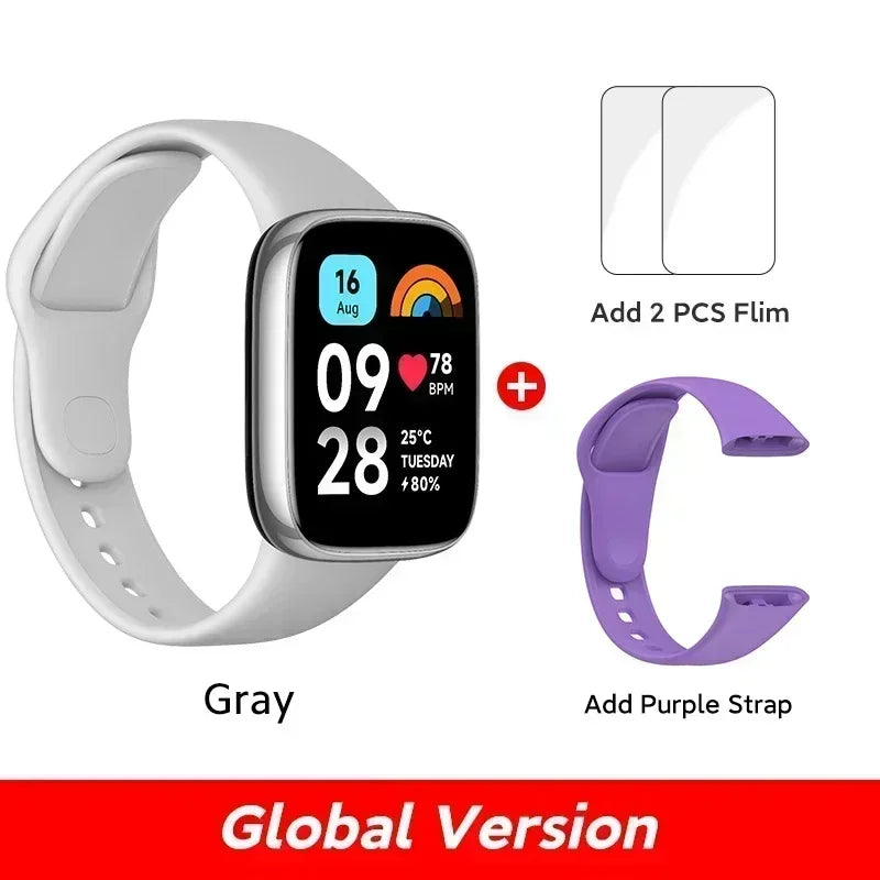 Montre Redmi 3 Xiaomi active écran LCD 1,83'' moniteur d'oxygène sanguin, fréquence cardiaque, Bluetooth, Appel vocal 100+ et Mode sport