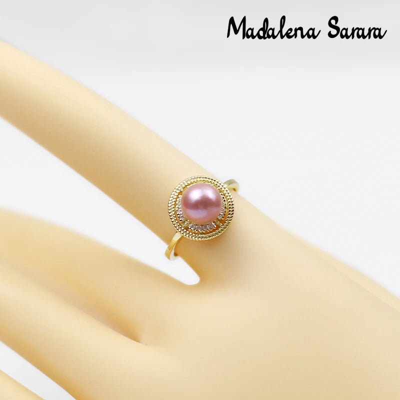 Bague en perles d'eau douce MADALENA SHARARA AAAA en oxyde de zirconium avec diverses fleurs tendance et perles violettes