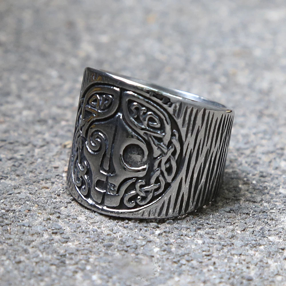 Bague vintage nordique mythique déesse Hel pour homme Viking Hera Runes en acier inoxydable bague amulette celtique bijoux païens