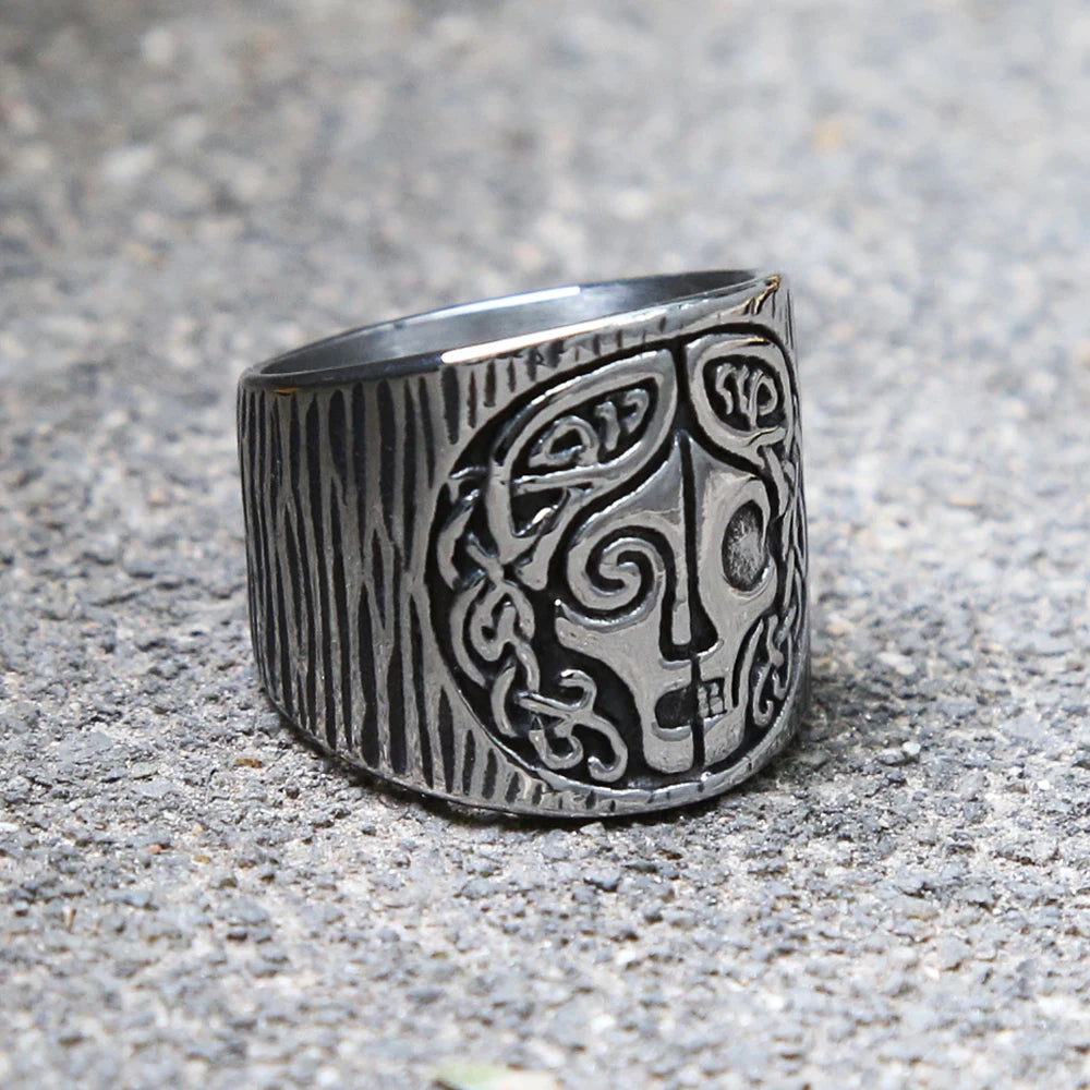 Bague vintage nordique mythique déesse Hel pour homme Viking Hera Runes en acier inoxydable bague amulette celtique bijoux païens