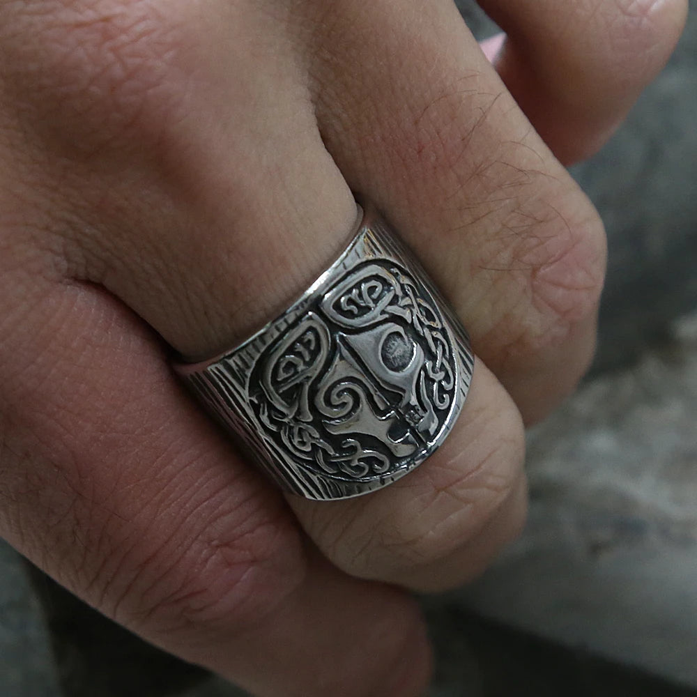 Bague vintage nordique mythique déesse Hel pour homme Viking Hera Runes en acier inoxydable bague amulette celtique bijoux païens