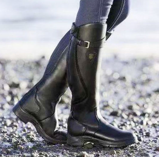 Bottes plates en cuir pour femmes