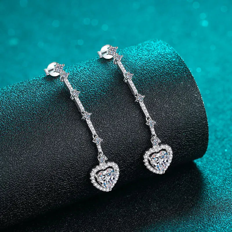 Boucles d'oreilles en or 18 carats pour femmes, long pompon, sac d'amour,  douces plaquées platine PT950