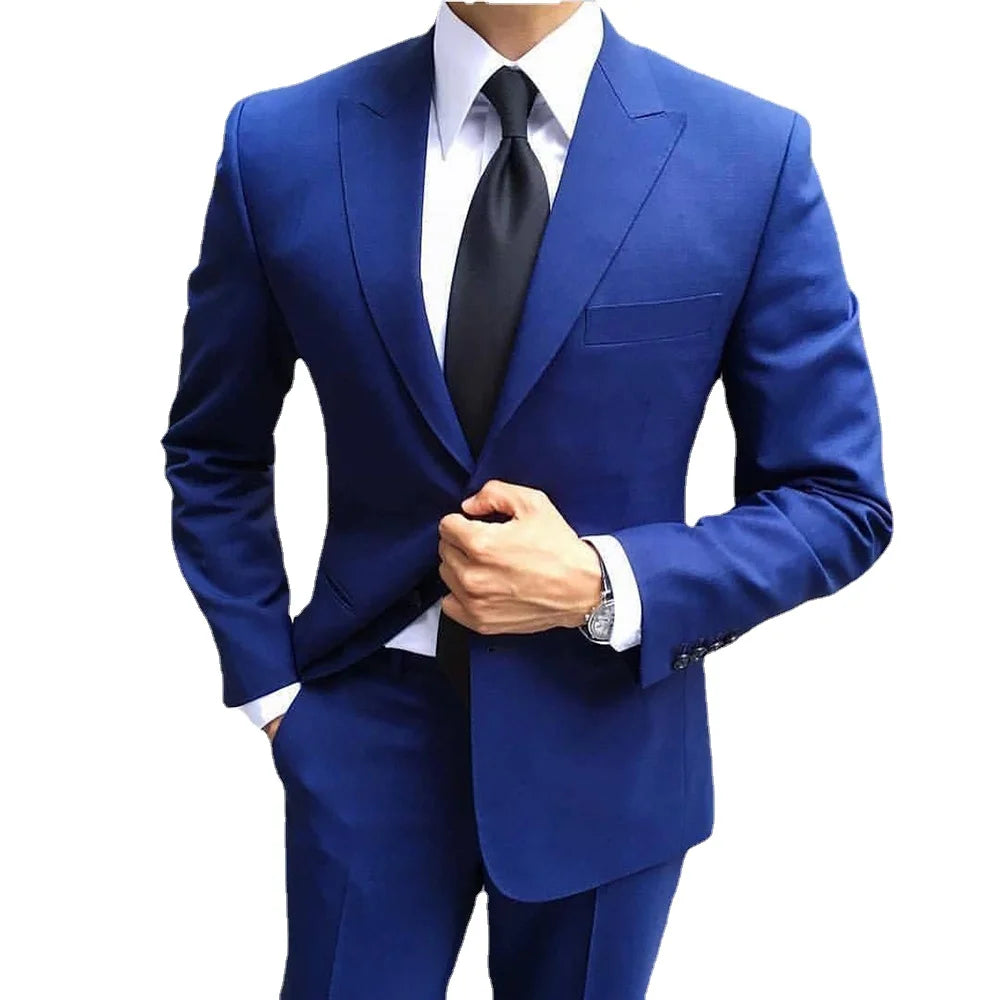 Costume Homme de haute qualité 2024 Luxe Bleu  2 Pièces (Veste Pantalon)