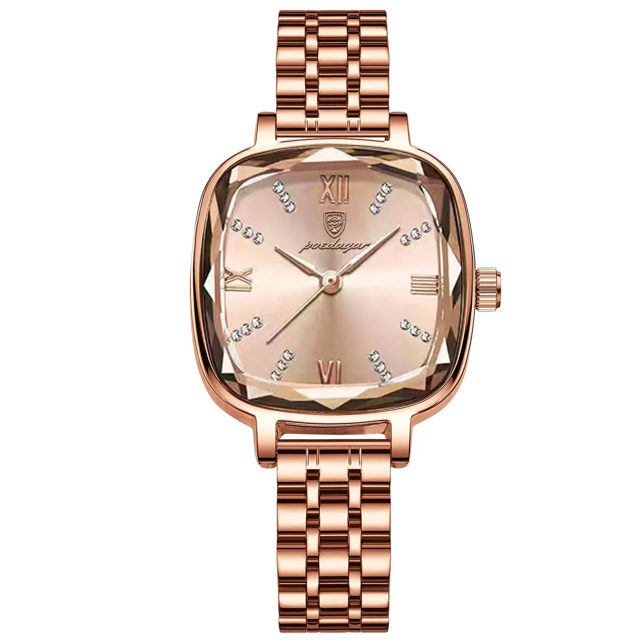 Montre de luxe de haute qualité POEDEGAR pour femme en acier inoxydable, à quartz carrée et étanche et élégante