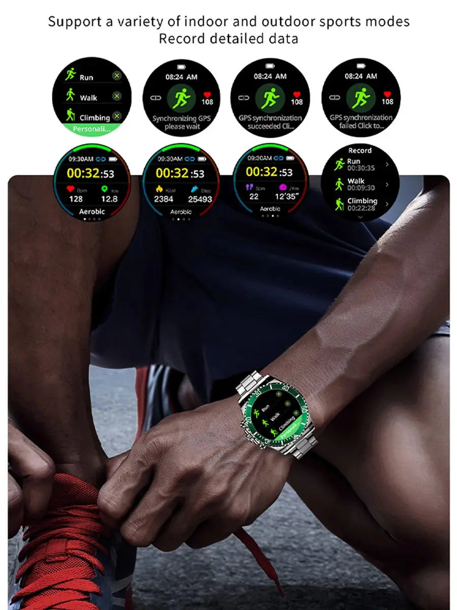 Montre-bracelet connectée Smartwatch pour hommes et femmes AW12 fitness sports étanches bande d'acier