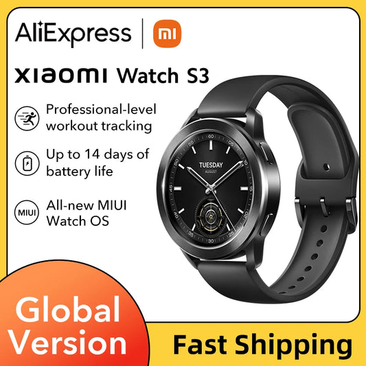 Montre-bracelet Xiaomi Watch S3 Grand écran AMOLED de 1,43" Prend en charge plus de 150 modes sportifs, les appels téléphoniques Bluetooth®