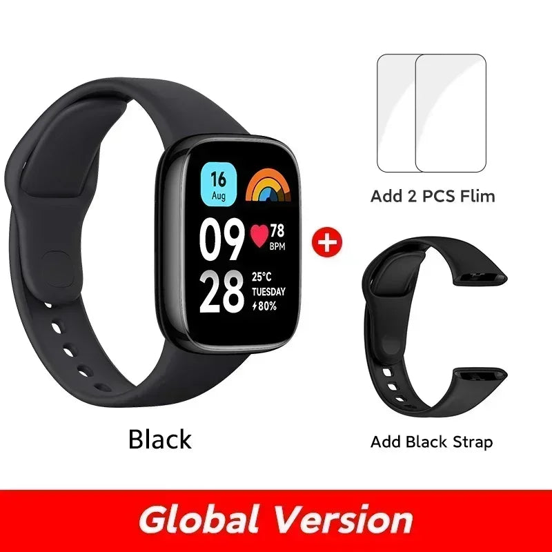 Montre Redmi 3 Xiaomi active écran LCD 1,83'' moniteur d'oxygène sanguin,  fréquence cardiaque, Bluetooth, Appel vocal 100+ et Mode sport