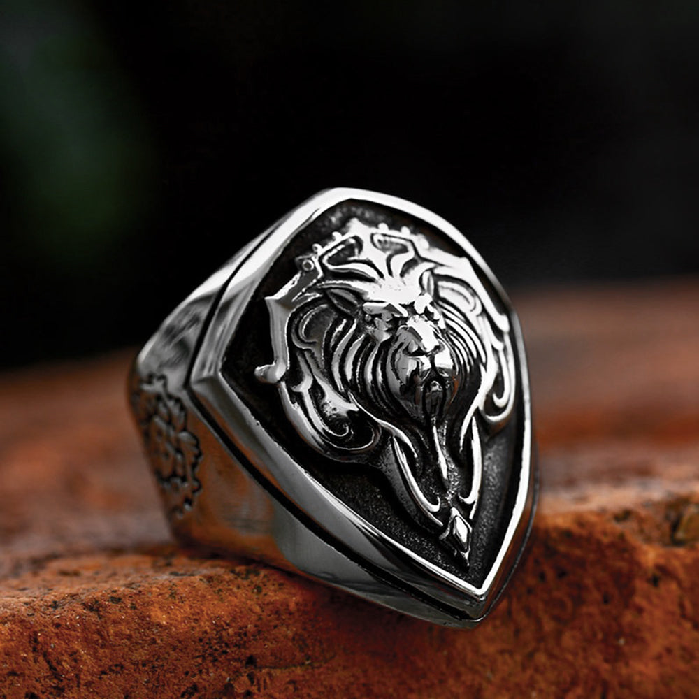 Bague tête de lion en acier inoxydable punk pour hommes et garçons, de motard uniques Hip Hop, bijoux amulette à la mode, cadeau en gros