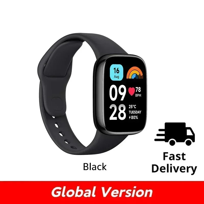 Montre Redmi 3 Xiaomi active écran LCD 1,83'' moniteur d'oxygène sanguin,  fréquence cardiaque, Bluetooth, Appel vocal 100+ et Mode sport