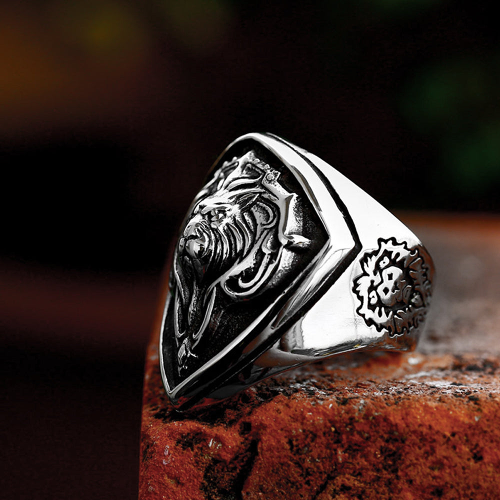 Bague tête de lion en acier inoxydable punk pour hommes et garçons, de motard uniques Hip Hop, bijoux amulette à la mode, cadeau en gros