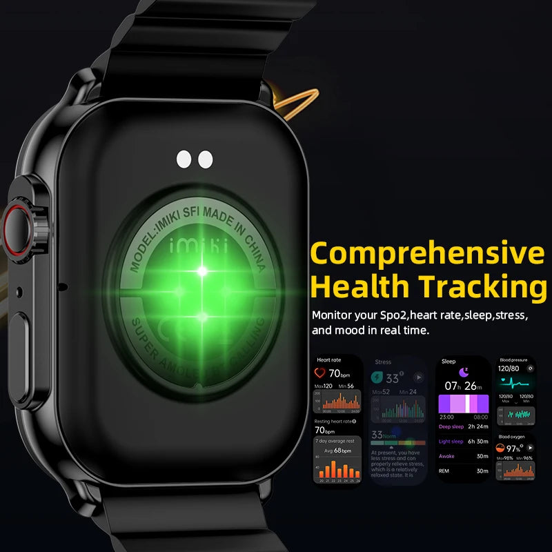 Montre intelligente 2.01 "Écran AMOLED 1000nits BT Appel 100+ modes sportifs IP68  boîtier en métal