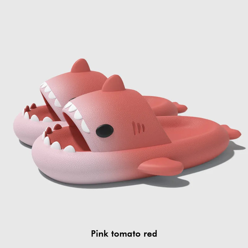 Pantoufles requin à dégradé de couleurs, semelle épaisse de 4 cm pour salle de bain et extérieur pour femmes et hommes