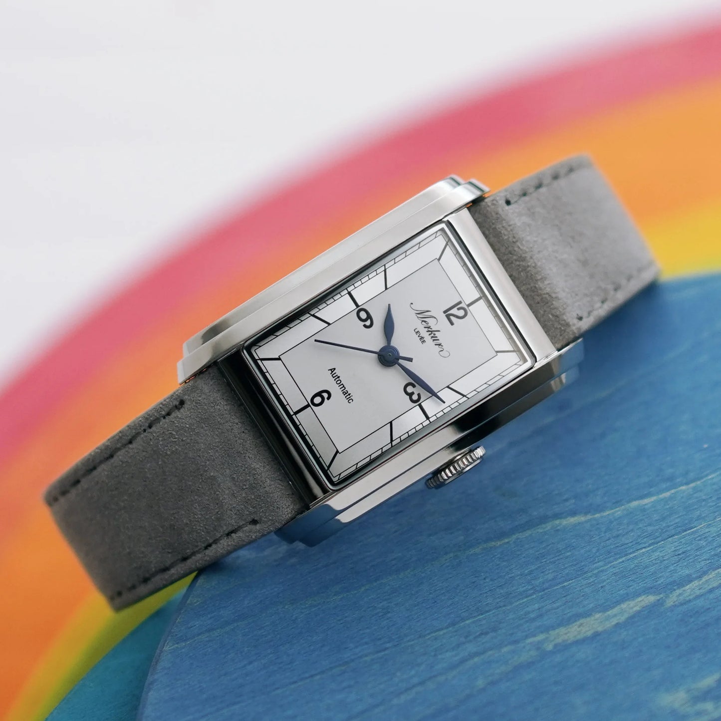 Montre décontractée rétro rectangulaire MERKUR NH05 pour hommes d'affaires série LEVEE montre automatique à cordes Relogio couleur saphir blanche