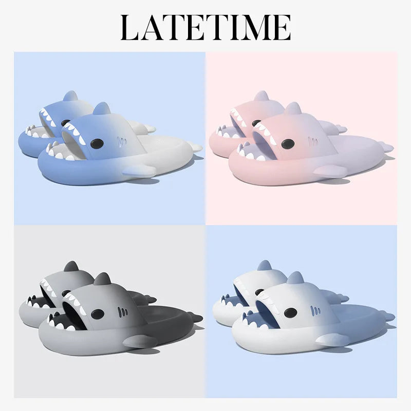 Pantoufles requin à dégradé de couleurs, semelle épaisse de 4 cm pour salle de bain et extérieur pour femmes et hommes