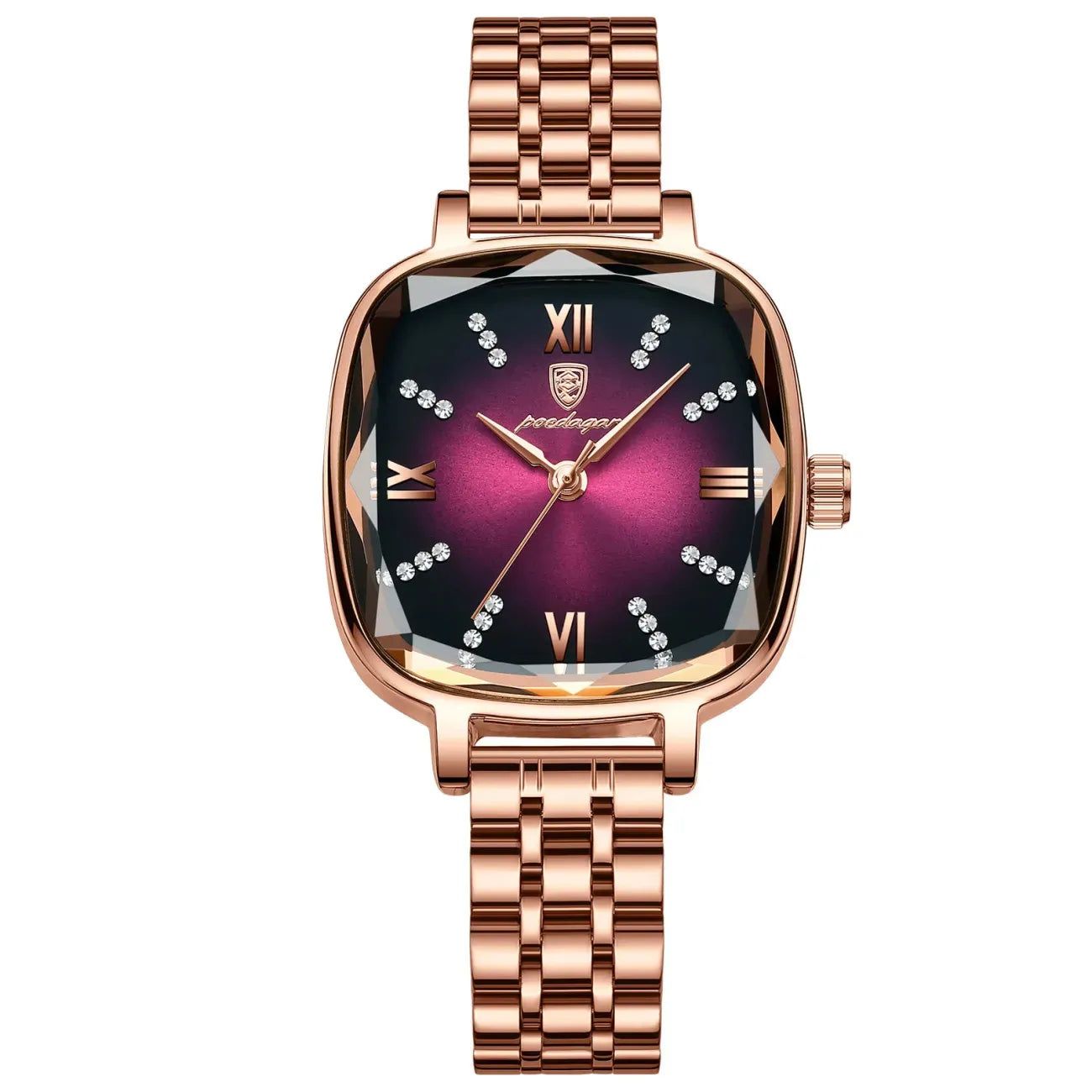 Montre de luxe de haute qualité POEDEGAR pour femme en acier inoxydable, à quartz carrée et étanche et élégante