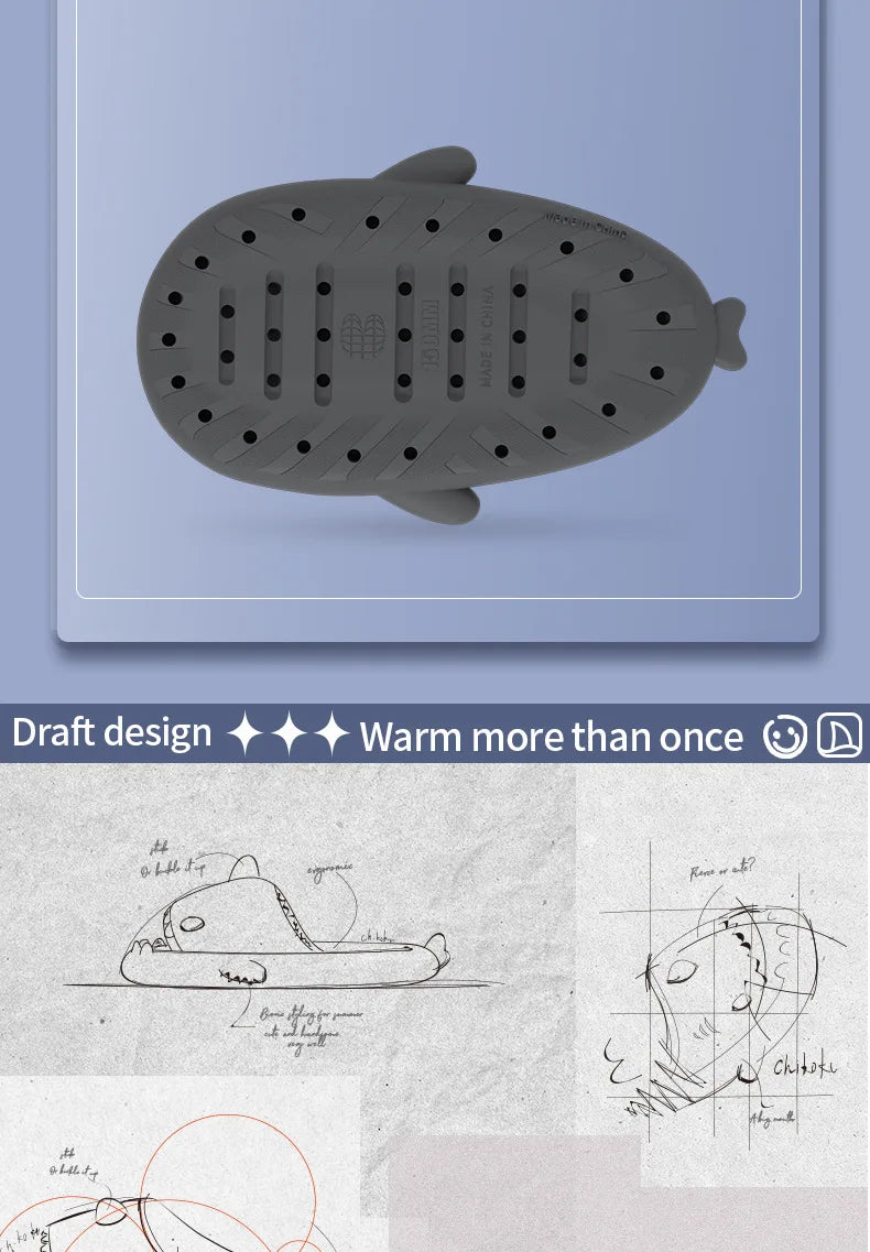 Pantoufles de requin à semelle épaisse de 4 cm pour femmes et hommes en forme de poisson lanterne d'intérieur et d'extérieur antidérapantes