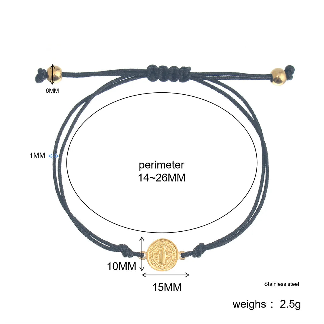 Bracelet tissé réglable en acier inoxydable avec chaîne de prière et bénédiction, bijoux catholiques pour hommes et femmes