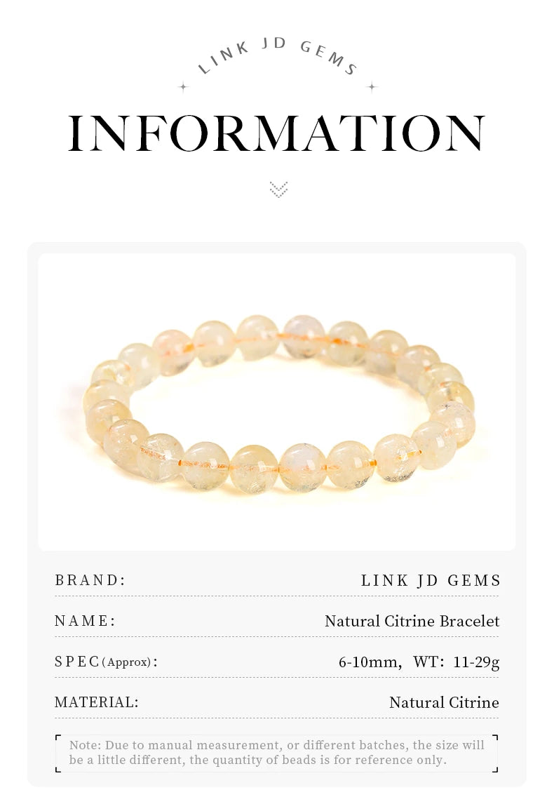 Bracelets en perles de citrine en pierre naturelle pour femmes Bijoux de mode Reiki