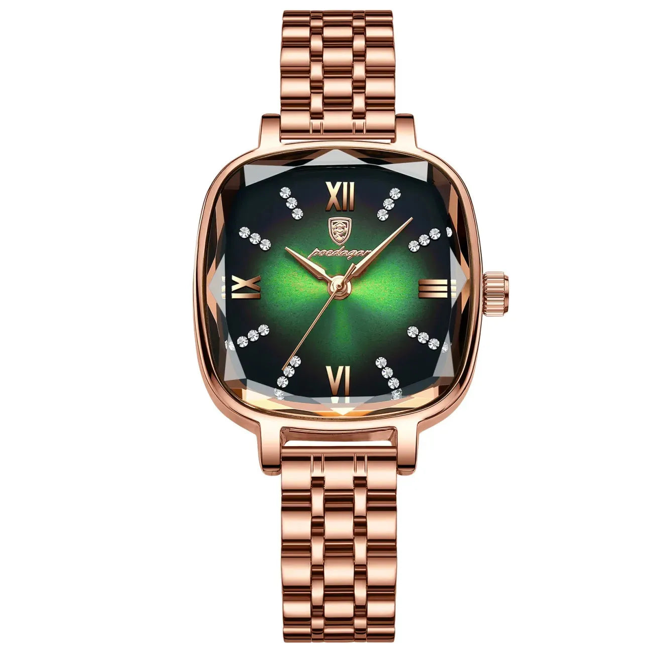 Montre de luxe de haute qualité POEDEGAR pour femme en acier inoxydable, à quartz carrée et étanche et élégante