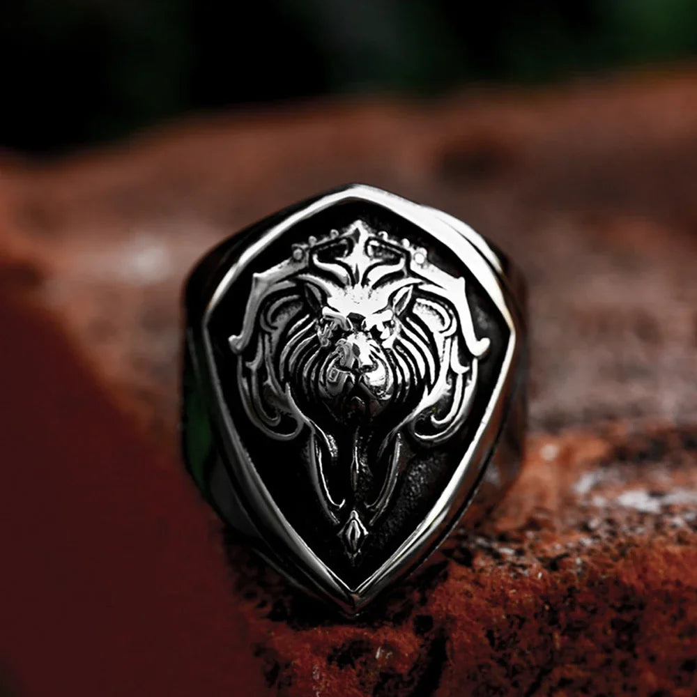 Bague tête de lion en acier inoxydable punk pour hommes et garçons, de motard uniques Hip Hop, bijoux amulette à la mode, cadeau en gros